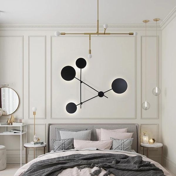 

nordic minimalist bedroom bedside lamps aisle stairs creative led wall lights living room background