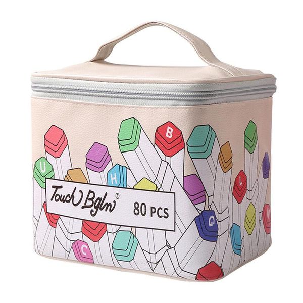 

storage bags 30/40/60/80/168/204 pencil cases leather color art markers brush sketch dual head manga drawing pen supply case