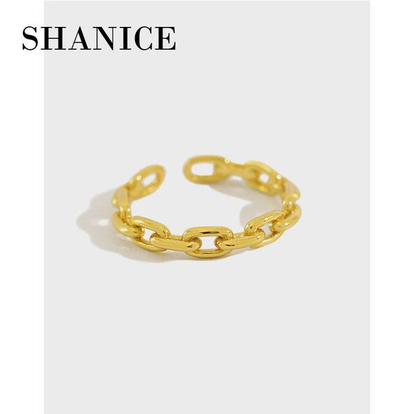 

cluster rings shanice minimalist stacked small thin 925 sterling silver open adjustable stacking gold cuban link ring, Golden;silver