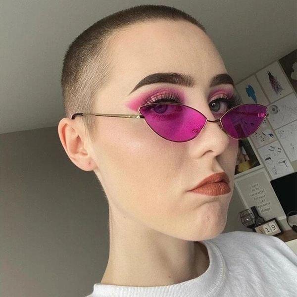 

sunglasses vintage small cat eye women metal frame cute shades 2021 ladies glasses uv400 lunette de soleil femme, White;black