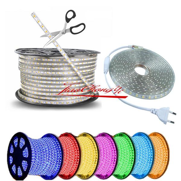 

1/2/3/5/10m 60 smd waterproof ip67 flexible led light strip lamp 220v xmas strips