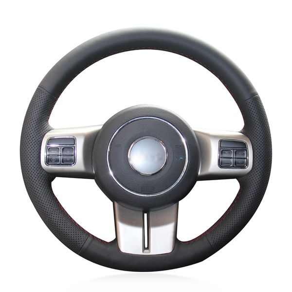 

diy custom black artificial leather steering wheel cover for jeep grand cherokee 2011-2013 compass wrangler patriot 2011-2016