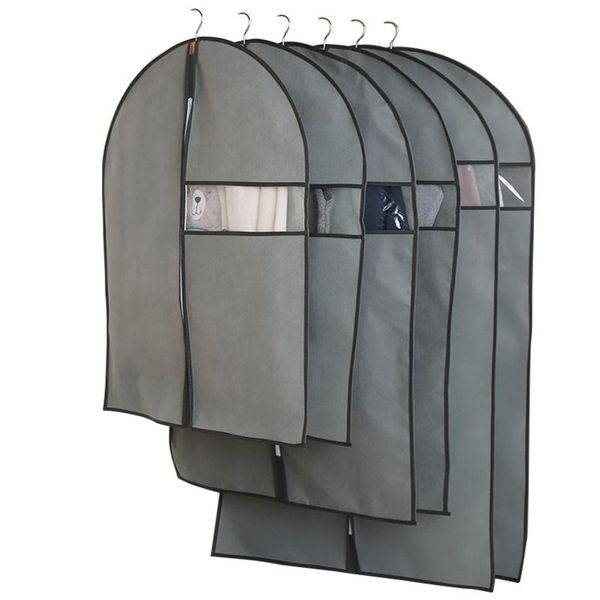 

clothing & wardrobe storage 12pcs/lot hanging clothes dust cover for coat suit dress non-woven fabirc dustproof bag household organizer