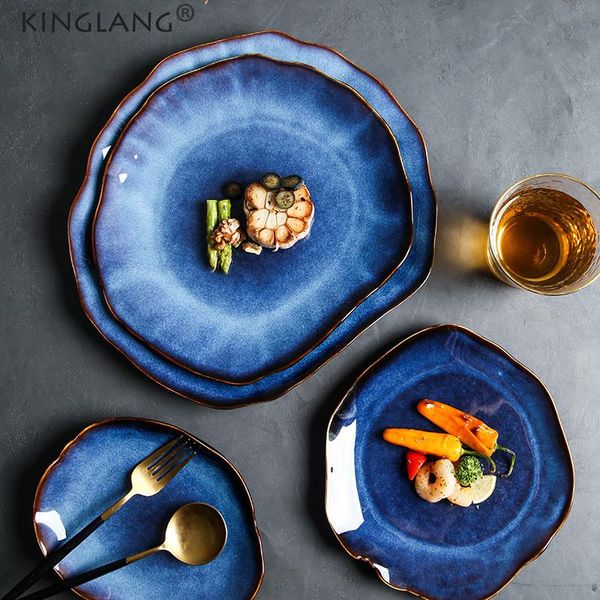 

dishes & plates kiln baked western cuisine plate dish household ceramic irregular soup bowl meal salad japanese dinner tableware