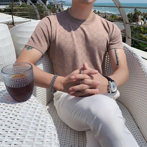 

men's t-shirts embroidered pattern solid color summer t-shirt with polyester spandex material and broadcloth fabric business men clothi, White;black