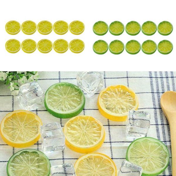 

decorative flowers & wreaths 10pcs yellow/green simulation slices artificial fruit simulated slice model home cafe bar