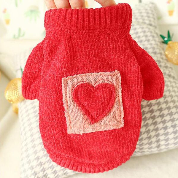 

dog apparel arrivals autumn winter warm pet clothes red loveturtleneck knitted sweater small medium pug clothing xs-xl
