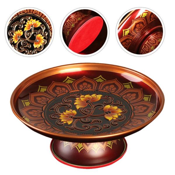 

dishes & plates 1pc temple sacrifice tray blessing fruit plate(dark red)