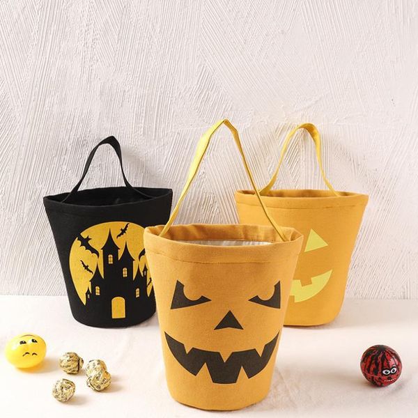 

gift wrap halloween trick or treat bag sack pumpkin bat ghost canvas candy tote bucket reusable goody basket party decor 50pcs