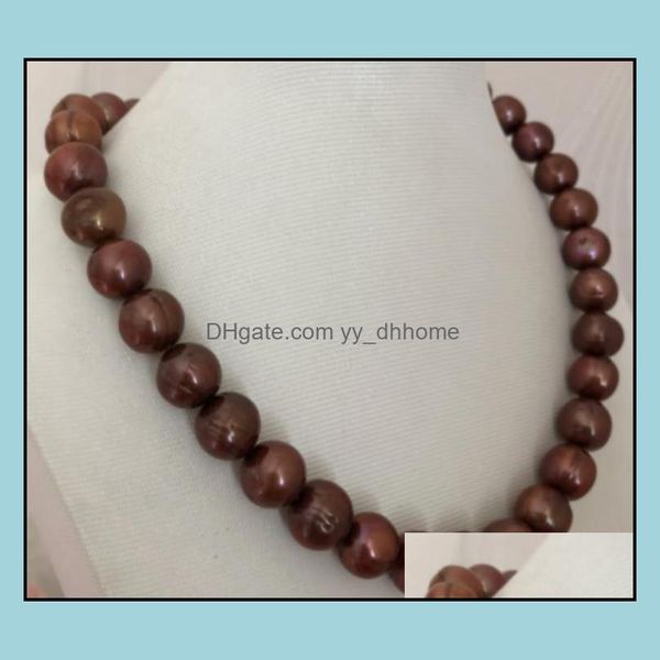 Бисера ожерелья подвески ювелирные изделия 12-1m шоколадные цвета натуральное жемчужное ожерелье 18 дюйм 925 Sier Clasp Женская подарка доставка 2021 H6SVI