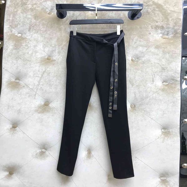 

capris est black leggings ankle-length pants women slim skinny pencil high waist lace up belt elegant fashion lady trousers, Black;white