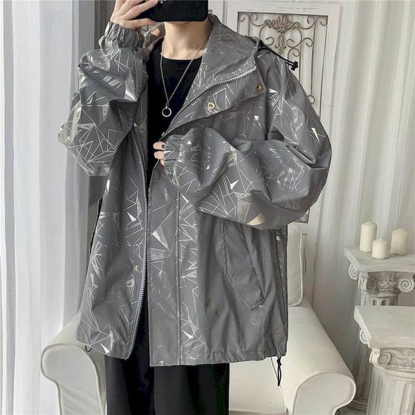 

men's hoodies & sweatshirts and women's reflective jackets, hong kong fashion korean casual loose elegant, suitable for spring aut, Black