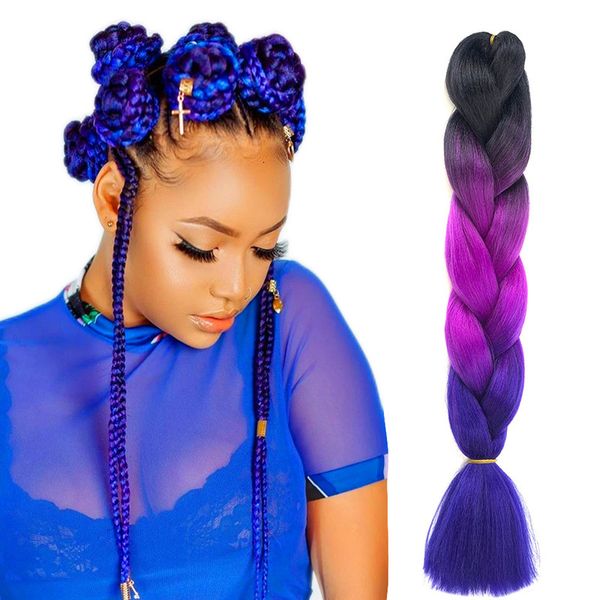

trend gradient color big rap dirty chemical fiber wig braid, Black