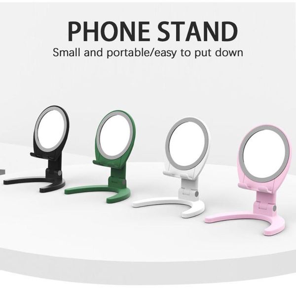 

cell phone mounts & holders deskstand with mirror tablet adjustable portable foldable bracket for webcast live makeup holder accessories