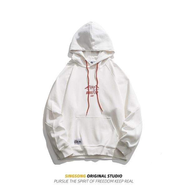 

men's spring new simple and versatile basic small print loose hooded pullover couple coat, Black