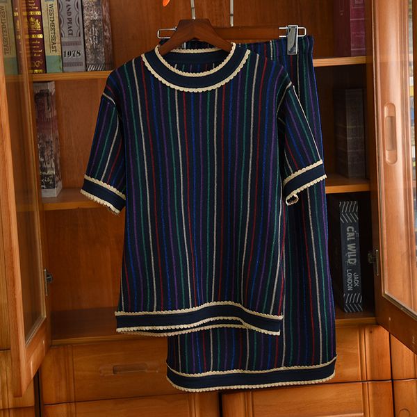 

two piece dress female desinger skirt suit listing + elegant shirt mesh stripe skirts b303 joint parts, White