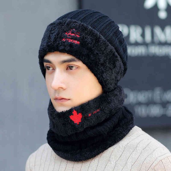 

hat scarf glove sethat men's winter warm wool autumn and plush thickened cold proof knitted cycling cotton, Blue;gray