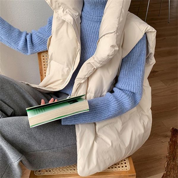 

women's vests alien kitty 2021 warm loose ol streetwear cotton gentle women sleeveless coats winter chic stand casual jackets, Black;white