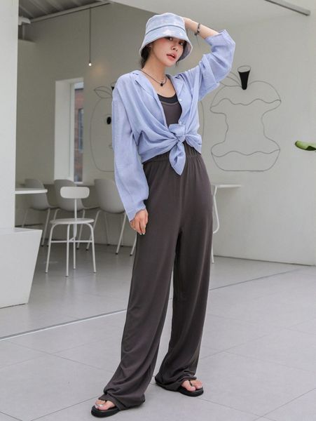 

dazy solid mopping cami jumpsuit without bra c8hm#, White