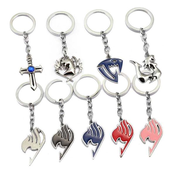 

keychains fairy tail anime keychain metal key holder ring guild sign logo tatoo cosplay props for car bag pendant charm jewelry, Silver