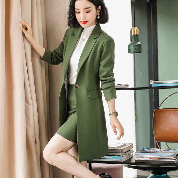 

suit suit 2021 autumn female blazer elegant long sleeve formal green jackets yellow apricot blue jacket, White;black