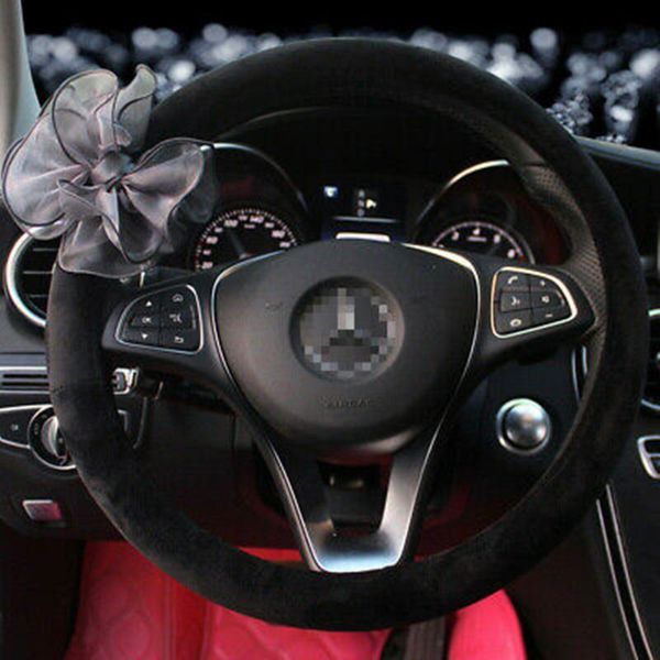 

steering wheel covers plush cover car cute lace flowers decoration for girl women