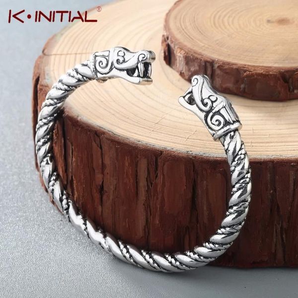 

bangle kinitial viking animal wolf bracelets for women male fashion accessories bracelet men wristband cuff bangles, Black
