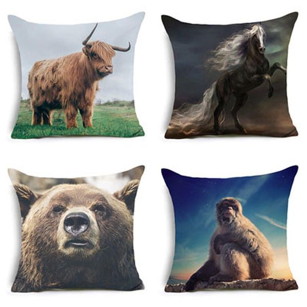

nordic style animal panda lion print polyester pillowcase home bedding pillow cover sofa cushion office car lumbar support cushion/decorativ