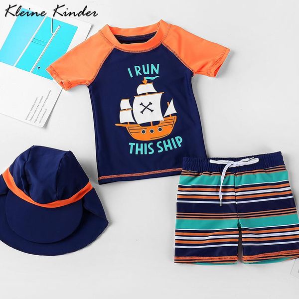 

one-pieces 2021 baby boy swimwear with cap 3pcs surfing swimming wear toddler kids bathing suit children rash guard swimsuit for boys, Black