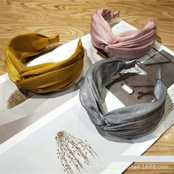 

fCW jia jingwen's same hair korean cloth cross wide edge headband lady's headbands versatile mori hairpin, Silver