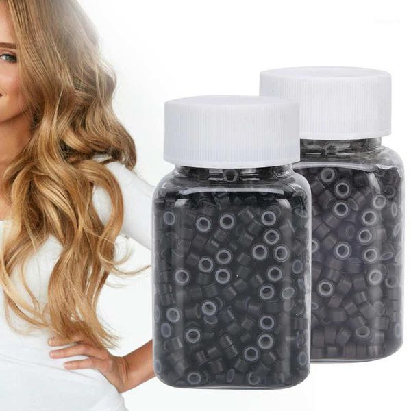 

hairstyles accessories hair extension ring loops silicone lined micro beads links aluminum tool styling1, Brown
