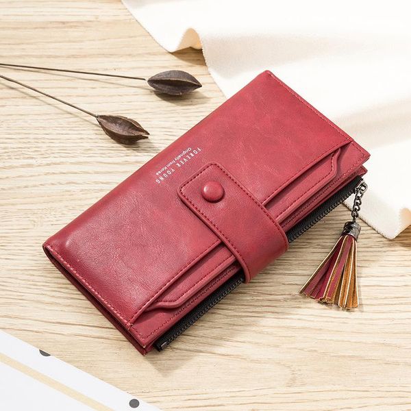 

wallets leather women coin pocket hasp card holder money bags casual long ladies clutch phone wallet designer slim purse, Red;black