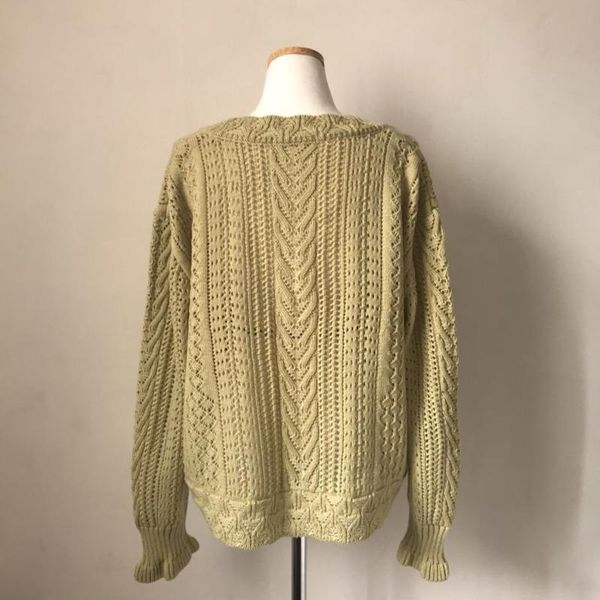 

women's knits & tees sweater women 2021 spring korean fashion retro crochet commute v-neck knitted cardigan striped single-breasted ele, White