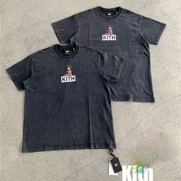

men's polos 1:1 of wash and make old kith men's t-shirt, White;black