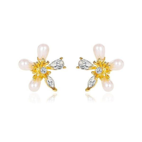 Femmes perle fleur modèle boucles d'oreilles doux affaires vent Floral diamant oreille clou fête européenne cadeau alliage plante boucle d'oreille bijoux accessoires