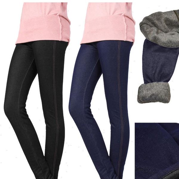 

20 winter thick warm womens leggings denim sport fitness large plus velvet pants autumn stretch slim, Black