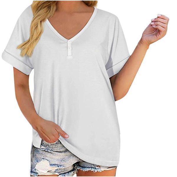

women's blouses & shirts women casual summer lace splicing short sleeve v -neck large size pleated solid t-shirt color loose pullover, White