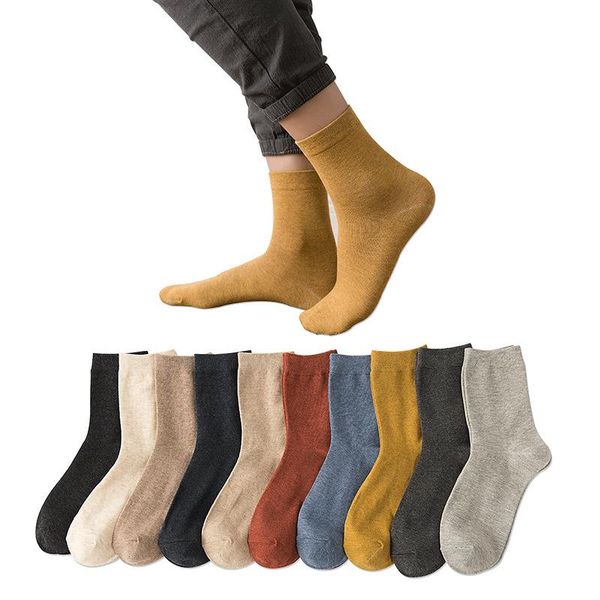 

pairs in tube socks autumn winter pure color soft cotton sweat absorption breathable anti friction sports men sox men's, Black