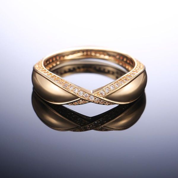 

luxury exquisite zircon streamline geometric wedding ring ladies ball gift jewelry rings, Slivery;golden