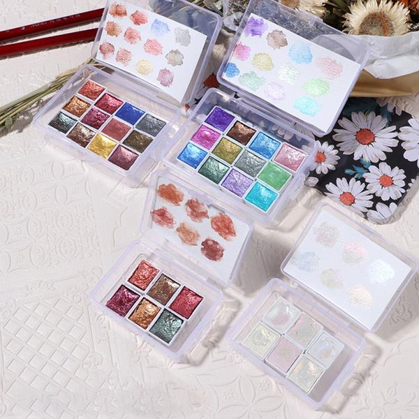 

nail glitter 6pcs blooming paints watercolor powder for nails abstract art pigment magic pearl chrome polish manicure, Silver;gold
