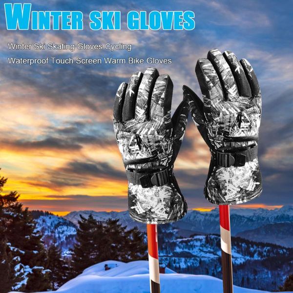 

riding cycling skiing gloves waterproof windproof touch screen thermal biking portableÂ dustproof part, Black