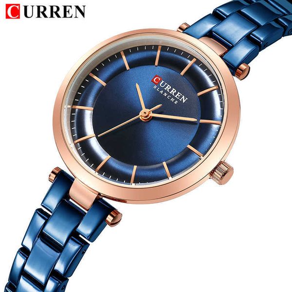

curren women watches brand luxury stainless steel ladies wrist watches blue simple women's wristwatch clock reloj mujer 210527, Slivery;brown