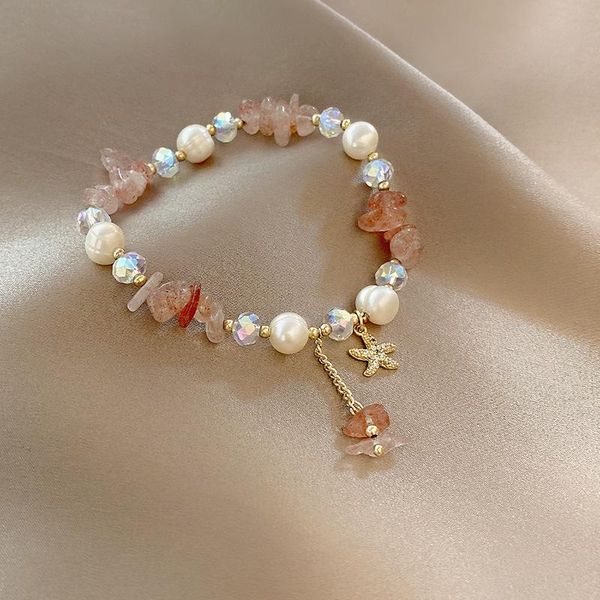 

charm bracelets lovoacc sweet baroque pearl natural stone beaded for women ladies gold colour small star pendant, Golden;silver