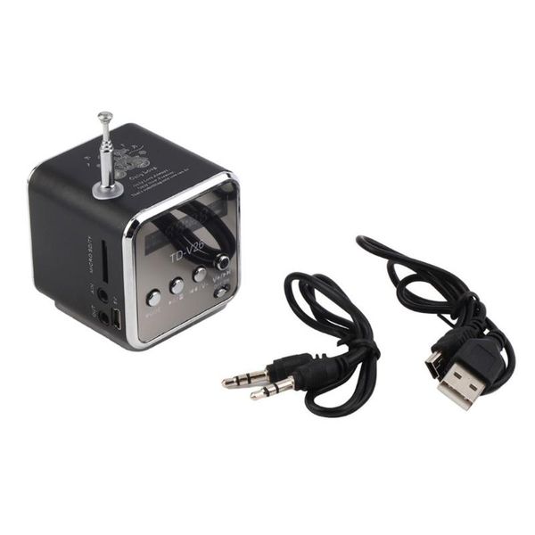

portable speakers aluminum alloy td-v26 mini speaker digital lcd sound micro sd/tf fm radio music stereo loudspeaker for laptop