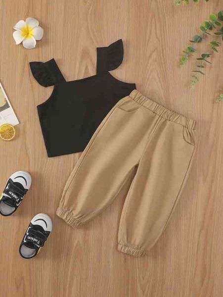 Baby Rüschenbesatz Crop Cami Top Hose SIE