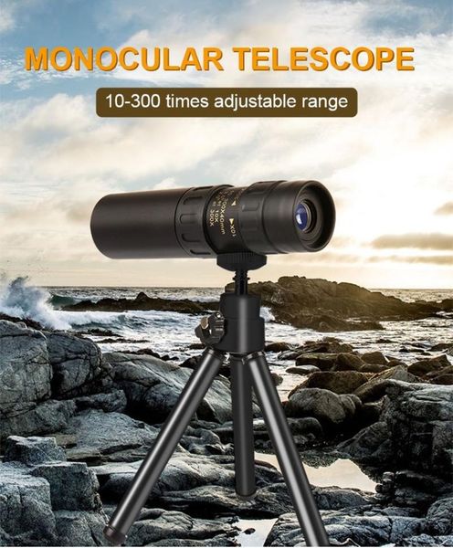 

telescope & binoculars 4k 10-300x40mm super telepo zoom monocular with bak4 prism lens for beach travel outdoor activities sports
