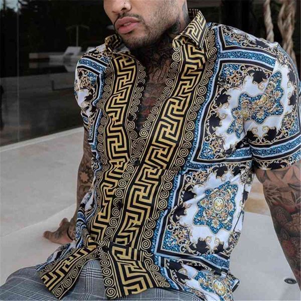 

70% off outlet online nation style summer man shirt men hawaii print henry collar trend social party red short sleeve, White;black