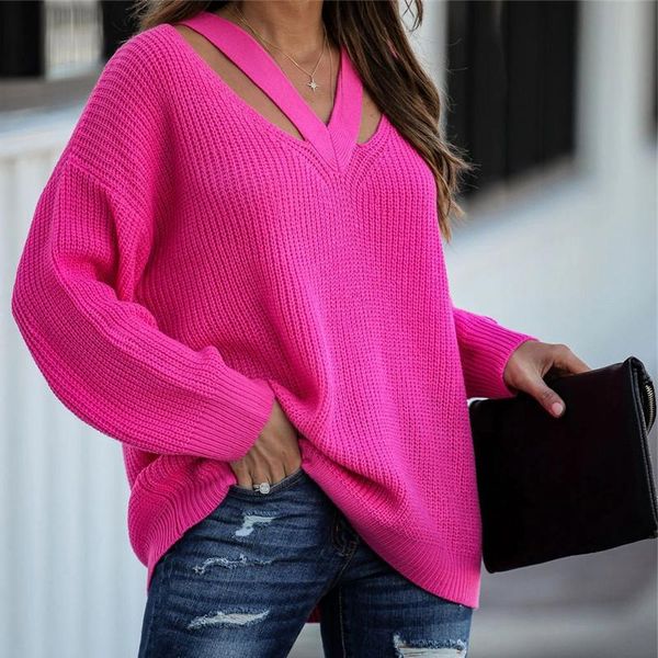 

women's sweaters jchb fitshinling v neck casual women pulovers boho holiday knitwear sweater oversize long sleeve solid jumper winte, White;black