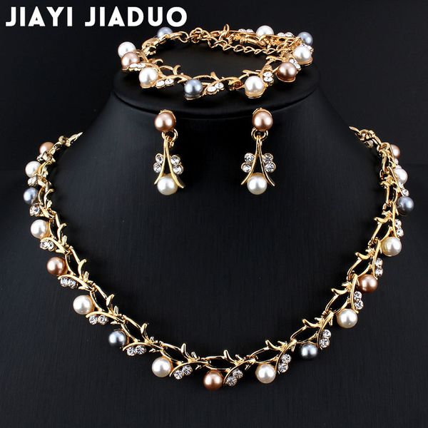 

jiayijiaduo imitation pearl wedding necklace earring sets bridal jewelry sets for women elegant party gift fashion costume, Black