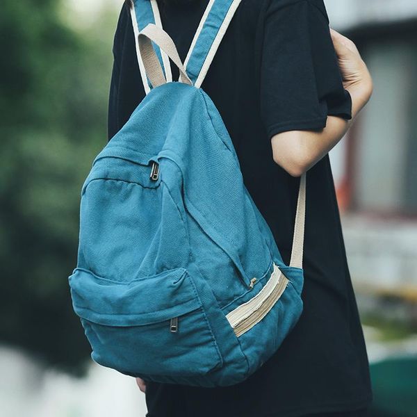 

backpack japanese harajuku style green canvas summer fashion women's travel teenager college student schoolbag